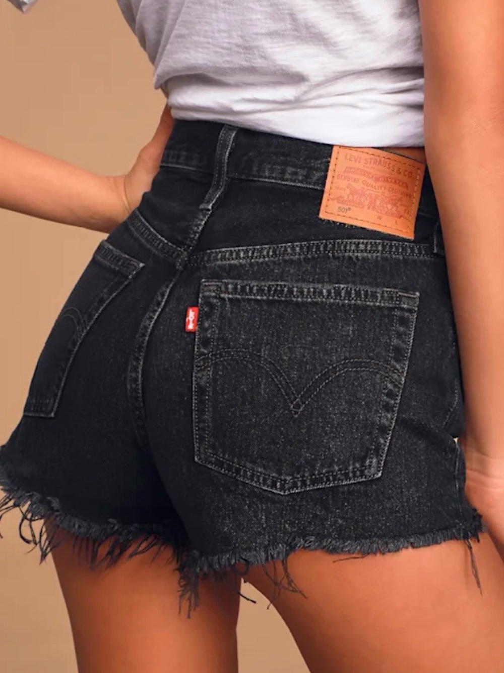 Levi's 501 Original High Rise Cut-Off Denim Shorts - Black - size 27